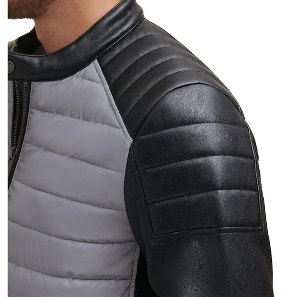 DKNY Colorblocked Motorcross Quilted Full-Zip Jacket - Picture 3 of 4